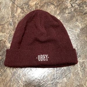 Burgundy OBEY Beanie